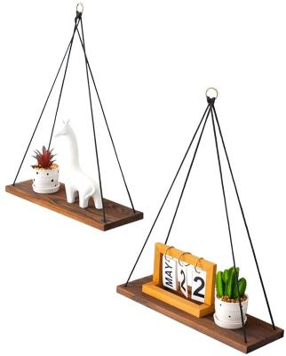 China Living Concept Accent Wall Stocked Serving Shelf Set of 2 Farmhouse Rustic Modern Bedroom Bathroom Plant Decor Wooden Hanging Shelves for sale