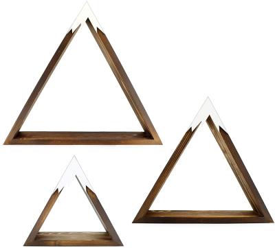 China Minimalist JUNJI Rustic Mountain Shelves Decorative Wooden Floating Shelves (Nesting Set of 3) for sale