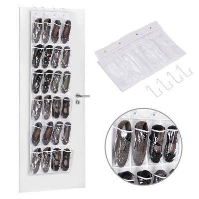 China Viable Simple Household Items 24 Pockets Clear Over Door Shoe Organizer For Baby Nursery Hanging Closet Kids Room for sale