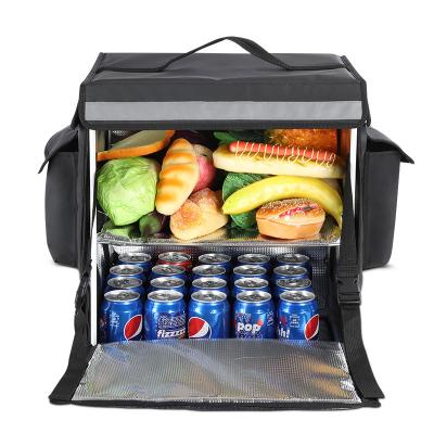 China Large Waterproof Food Delivery Bag Insulated Portable Durable Backpack Pizza Delivery Cooler Bag Cooler Bag with Divider for sale