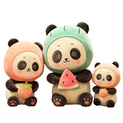 China Wholesale Stock Available Fruit Cute Souvenir Simulation Little Panda Doll Snowman Pillow Plush Toy Super Cute for sale