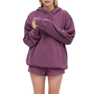 China Custom Vintage Dye Anti-wrinkle 2021 Cotton Hoodies Oversized 100% Autumn Hoodie Sweatshirt For Woman for sale