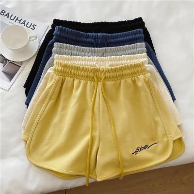 China Wholesale Letter Cotton Embroidery Anti-wrinkle Summer Shorts French Terry Running Women for sale