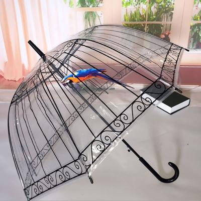 China Modern 23 Inch*8k Bubble POE Automatic Open Umbrella With Printing Birdcage Portable Promotional Pattern Clear Transparent Women Umbrella for sale