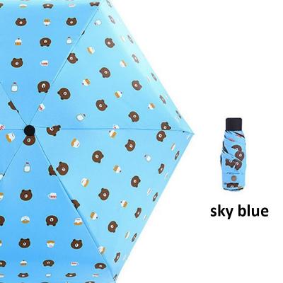 China Modern Women Five Times Female Umbrellas Sunny Parasol Lovely Mini Pocket Umbrellas With Logo Prints for sale