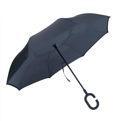 China Modern Manual Color Double Layer Umbrella Open Red Windproof Portable Handle Inverted Reverse Umbrella Ladies C One for sale