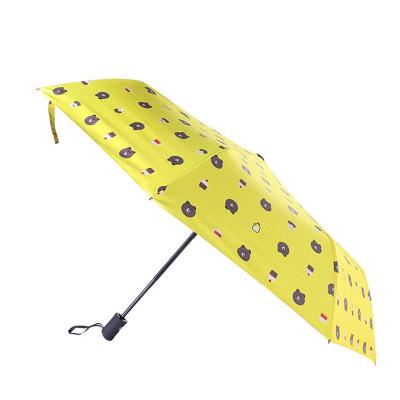 China 21 Inch Bear Printing Size Sun Umbrella Modern 3 Folds Auto Open Umbrella Custom Made Anti-UV Cute For Adult for sale