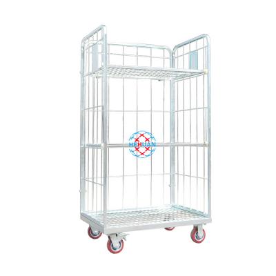 China Promotion Price Storage Cart Foldable Metal Tool Trolley Assemble Galvanized 4 Doors Table Trolley for sale