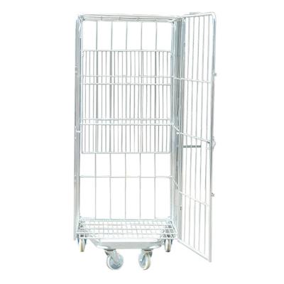 China Modern Design Vegetable 4 Doors Storage Trolley Steel Roll Container Kitchen Metal Trolley for sale