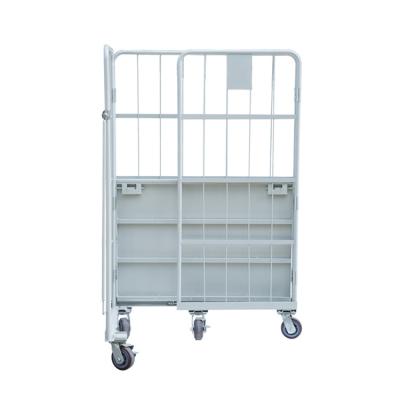 China Cheap 4 Wheels Foldable Material Logistics Trolley Workshop Metal Logistics Trolley Without Door for sale