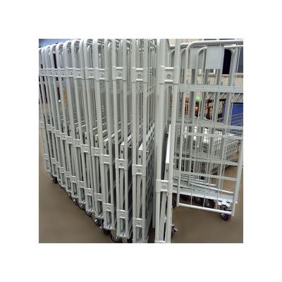 China Promotion Super Market Foldable Container Cart Roll Cage Trolley Wired Warehouse Doorless Logistics Cart for sale