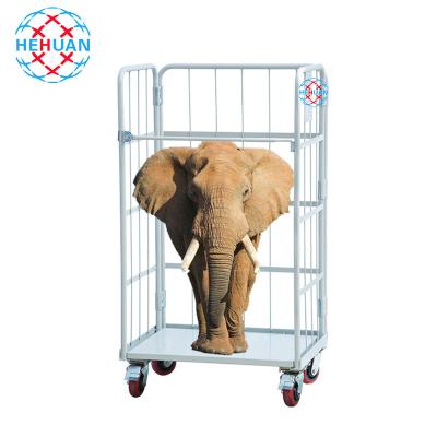 China Foldable Caddy Cage Trolley Shopping Table Trolley Wire Mesh Roll Container Without Door for sale