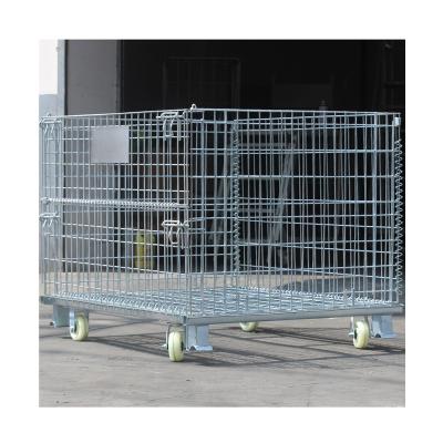 China Quality Guarantee Collapse Wire Stillage Stackable Pallet Storage Cages For Supermarkets for sale