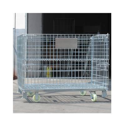 China Easy Installation Warehouse Steel Collapsible Galvanized Wire Mesh Storage Cage For Supermarket for sale