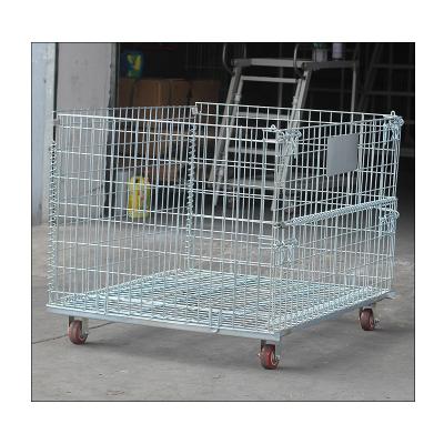 China Hot Sale Foldable Metal Rolling Storage Cage Galvanized Pallet Storage Cage for sale