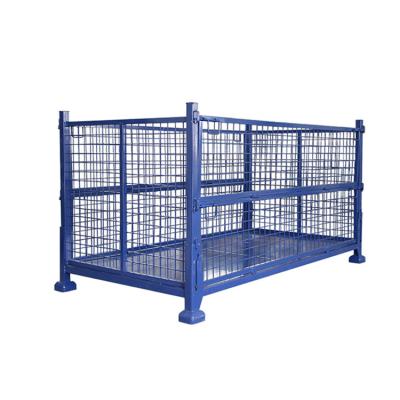 China Professional Collapsible Steel Storage Cage Welded Wire Mesh Cage Pallet Mesh Container for sale