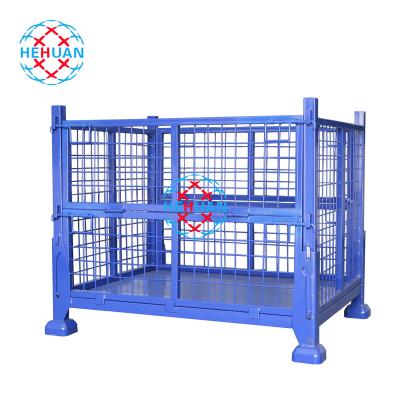 China Foldable Stackable Mesh Cage Removable Pallet Container Wire Mesh Cage Stillage for sale