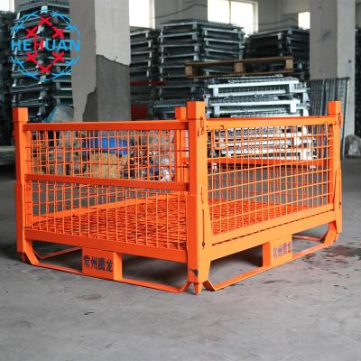 China Wholesale Stackable Storage Mesh Straight Wall Container Wire Mesh Cage With Mesh Bottom for sale