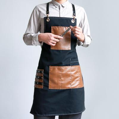 China Other Korean Black Custom Hair Dresser Stylist Men Salon Canvas Barber Apron Satisfaction Guaranteed for sale