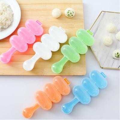 China Viable OEM Logo Custom Japanese Plastic 3 Ball Rice Ball Kids Small Molds Baking Sushi Maker for sale