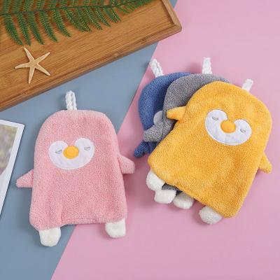 China Super Absorbent Cute Skin-Friendly Hand Towel Penguin Pattern Kids Hand Towel Kitchen Towels For Bathroom Factory Wholesale25*21 for sale