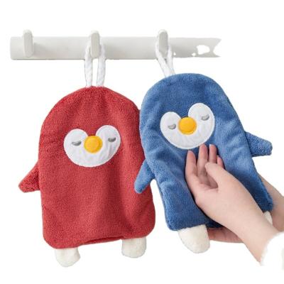 China Wholesale 25*21cm Cute Double Sided Bathrooms And Child Friendly Cheap Soft Coral Velvet Kitchen Towels For Use Cartoon Hand Towel for sale