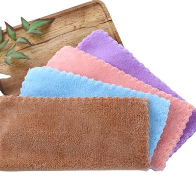 China Factory Kitchen Towels Factory Water Products Micro Absorbent Dish Cloth Fiber High Soft Absorbent Coral Fleece 25*25cm 240gsm for sale