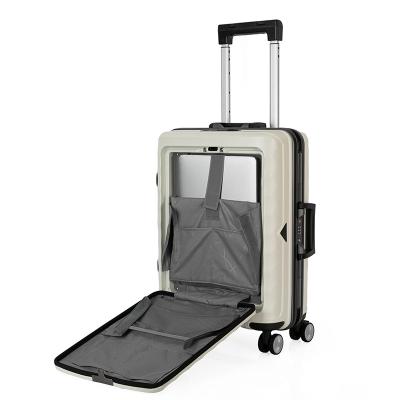 China Long travel 2024  multi-functional  luggage PC Travel  Suitcase with Mobile phone holder and cup holder for sale