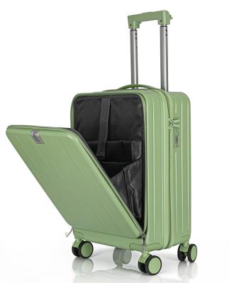 China Long travel 2024 High Quality ABS+PC Travel Trolley suitcase with usb charger and front opening  Suitcase Carry On Luggage Hard Luggage Set for sale