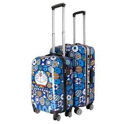 China Long travel 2024 PC printing film  travel luggage hard suitcase for sale