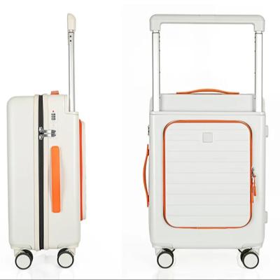 China Long travel High Quality  ABS+PC wide luggage  back opening Travel  Suitcase Carry On Luggage Hard Luggage for sale