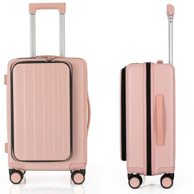 China Long travel High Quality  PC luggage  front opening Travel  Suitcase Carry On Luggage Hard Luggage for sale