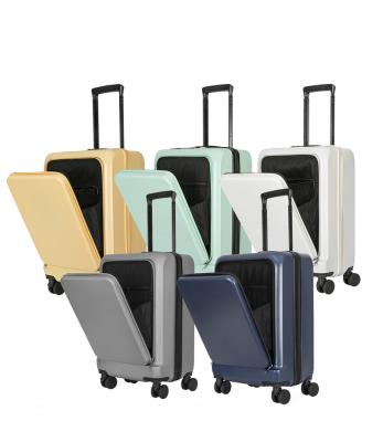 China Long travel High Quality ABS+PC Travel Trolley front opening  20''24  Inches Suitcase Carry On Luggage Hard Luggage Set for sale