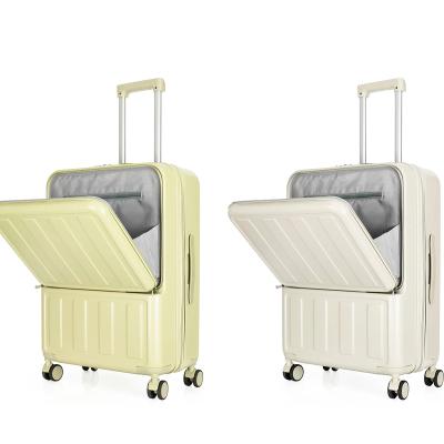 China Long travel High Quality  ABS+PC front opening Travel  Suitcase sale case suitcase front open  USB interface travel luggage bag Hard Luggage for sale