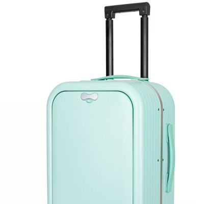 China Long travel 2024 popular PC luggage open front luggage Travel  Suitcase sale case suitcase front open travel luggage for sale