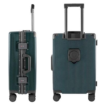 China Long travel custom logo  large travel luggage durable made stainless steel  aluminum frame suitcase for 20 24 inch for sale