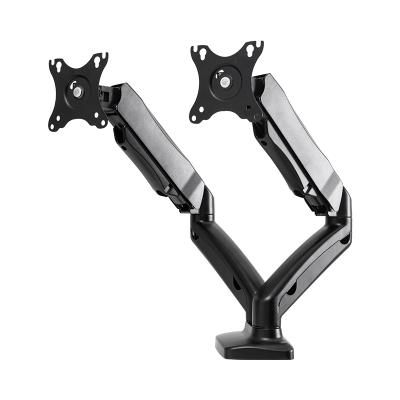 China Double Steel Shock Absorber Monitor Arm 100*100MM Mount Desk Mount VESA Max With C-clamp For 13-27” Monitor Mount for sale