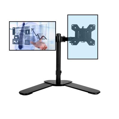 China VESA100*100MM Table Mount Double Computer Screen Monitor Bracket Steel Desktop Monitor Stand 13-32 inch for sale