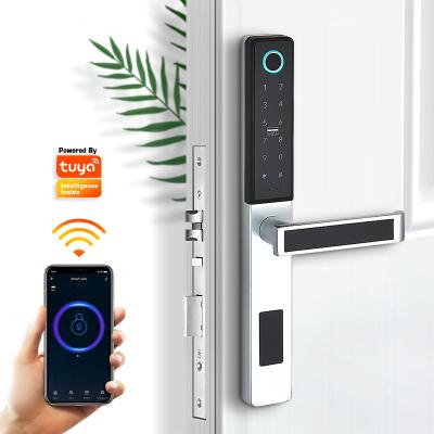 China Digital Fingerprint Zinc Alloy Door Lock For Glass Sliding Or Wooden Home Security S874 With Tuya APP Waterproof Outdoor Door Lock for sale