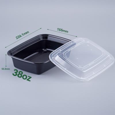 China Black Plastic Disposable Microwavable Packaging Box Food Container Microwavable Black Plastic Box Take Away Box Food Container for sale