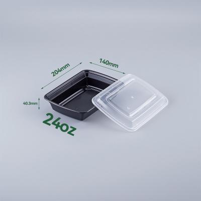 China Wholesale Microwavable Disposable 24OZ Microwave Food Storage Container Frozen Safe Reusable Plastic Plastic Food Containers With Lid for sale