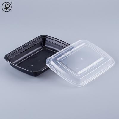 China Microwavable Bpa Free Wholesale 25OZ Packaging Boxes Fast Foods Disposable Black Plastic Box Take Away Food Containers for sale