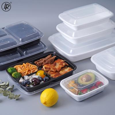 China Wholesale Recyclable Black Microwavable Plastic Box 28OZ Rectangular Plastic Take Out Box Take Out Food Containers With Clear Lid for sale