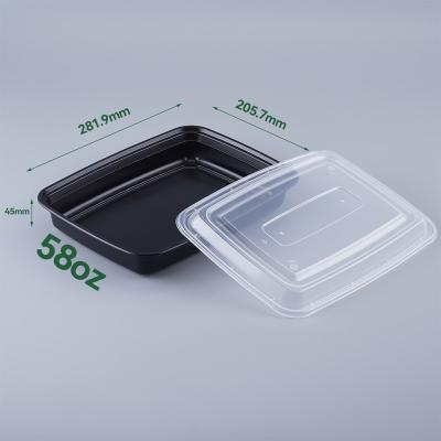 China Eco-friendly Microwavable Restaurant Microwave Food Safe Plastic Cans Disposable PP Plastic Food Container With Clear Lid for sale