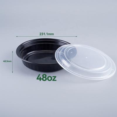 China Factory Supplier Microwavable Take Out 48OZ Food Round PP Microwavable Containers Restaurants To Go Box With Lid for sale