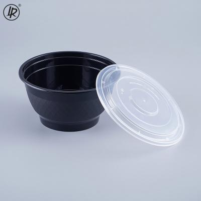 China Black Microwavable Round Bowl 1420ML Grocery Noodle Soup LR 48OZ Plastic Meal Prep Food Container for sale