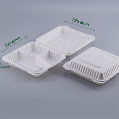 China Eco Friendly Microwavable 9Inch 3Compartment Meal Boxes To Go Microwave Boxes Restaurant Take Out Food Containers for sale