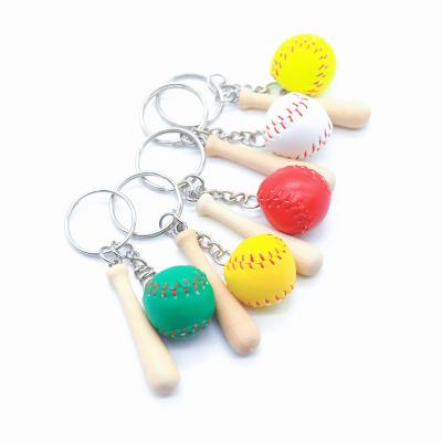 China Cheap Baseball Key Ring Sports Souvenir Promotional Mini Baseball Bat Promotional Gift Simulation Key Chain for sale