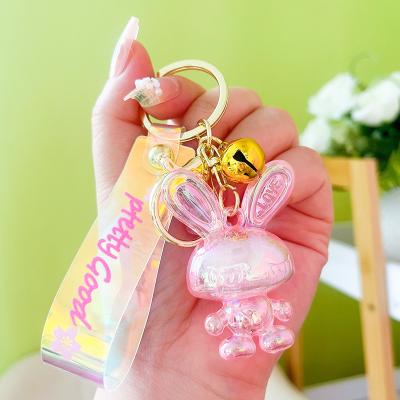 China Wholesale Crystal Rabbit Keyring Cute Acrylic Transparent Gift Kwaii Key Chain Promotion Gift Couple for sale