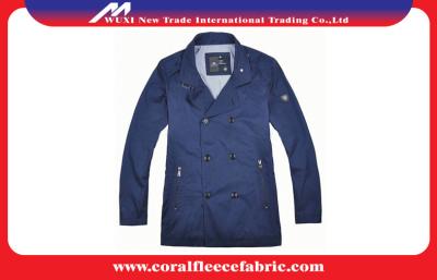 China Breathable Blue Long Trench Jacket / Mens Windbreaker Jackets with Polyester for sale